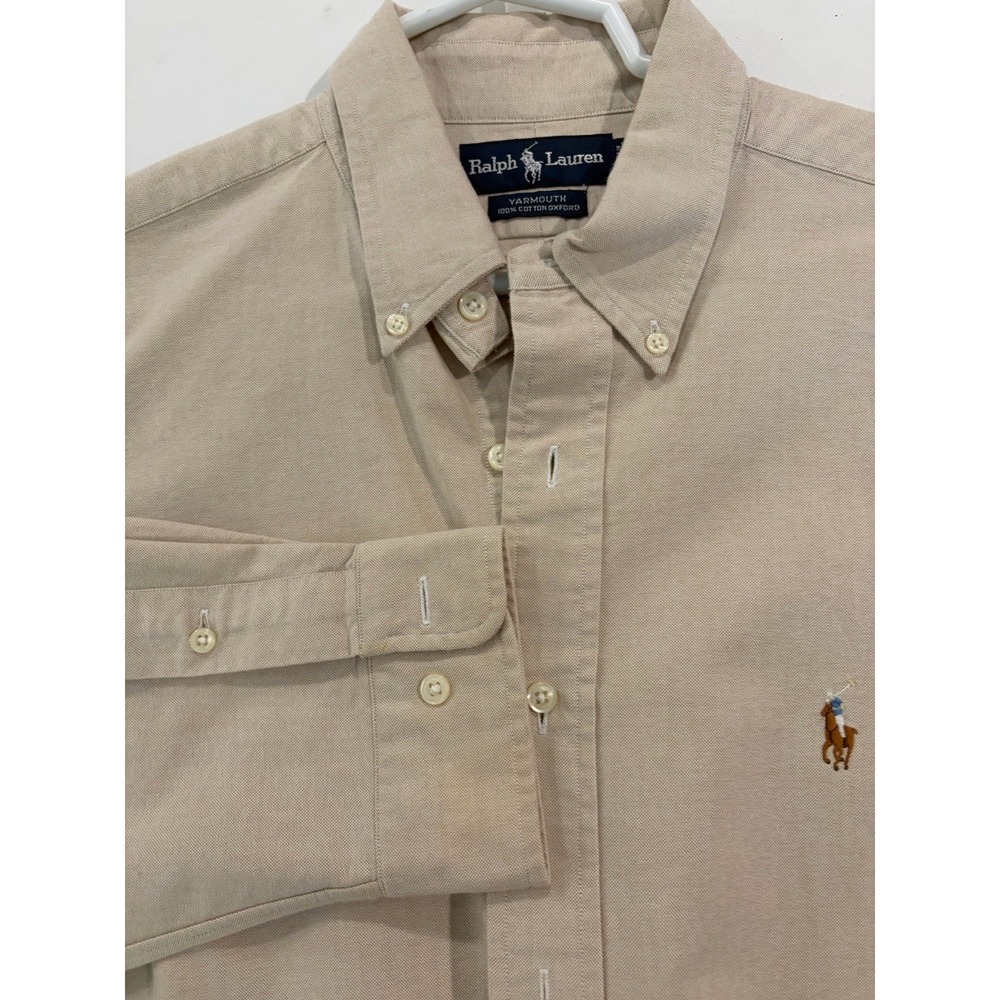 Polo Ralph Lauren Yarmouth Shirt Beige Long Sleeve 16 34/35 Classic Oxford